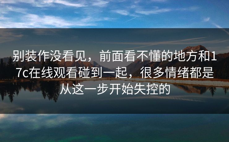 别装作没看见，前面看不懂的地方和17c在线观看碰到一起，很多情绪都是从这一步开始失控的