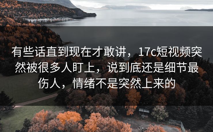有些话直到现在才敢讲,17c短视频突然被很多人盯上,说到底还是细节最伤人,情绪不是突然上来的 有些话直到现在才敢讲,17c短视频突然被很多人盯上,说到底还是细节最伤人,情绪不是突然上来的