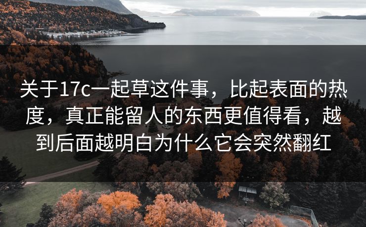 关于17c一起草这件事,比起表面的热度,真正能留人的东西更值得看,越到后面越明白为什么它会突然翻红 关于17c一起草这件事,比起表面的热度,真正能留人的东西更值得看,越到后面越明白为什么它会突然翻红