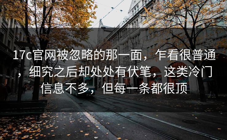 17c官网被忽略的那一面，乍看很普通，细究之后却处处有伏笔，这类冷门信息不多，但每一条都很顶