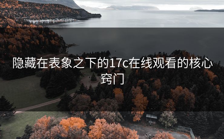 隐藏在表象之下的17c在线观看的核心窍门