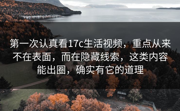 第一次认真看17c生活视频，重点从来不在表面，而在隐藏线索，这类内容能出圈，确实有它的道理