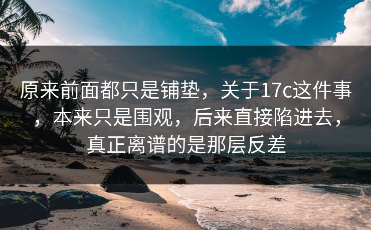 原来前面都只是铺垫，关于17c这件事，本来只是围观，后来直接陷进去，真正离谱的是那层反差
