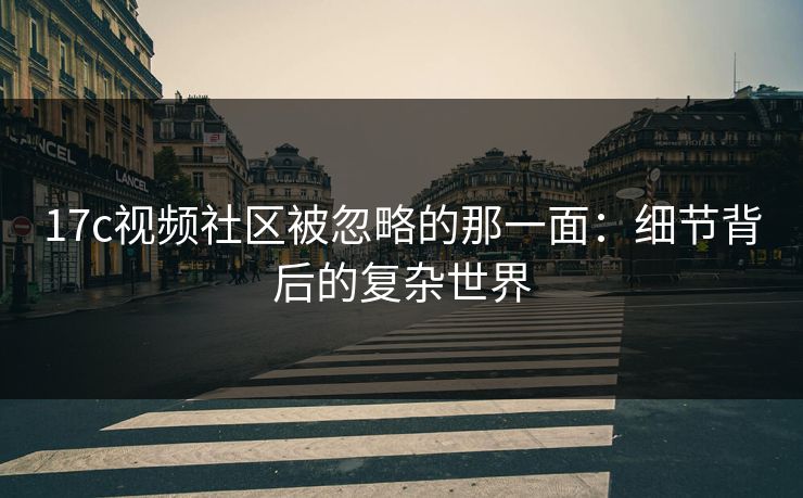 17c视频社区被忽略的那一面：细节背后的复杂世界