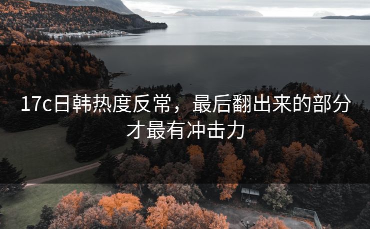 17c日韩热度反常，最后翻出来的部分才最有冲击力